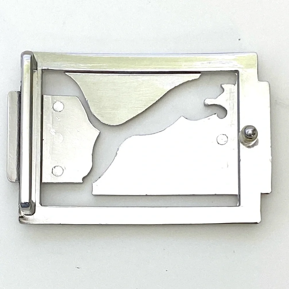 PUMA Men's Polished Silver Cut-Out Tour Belt Buckle